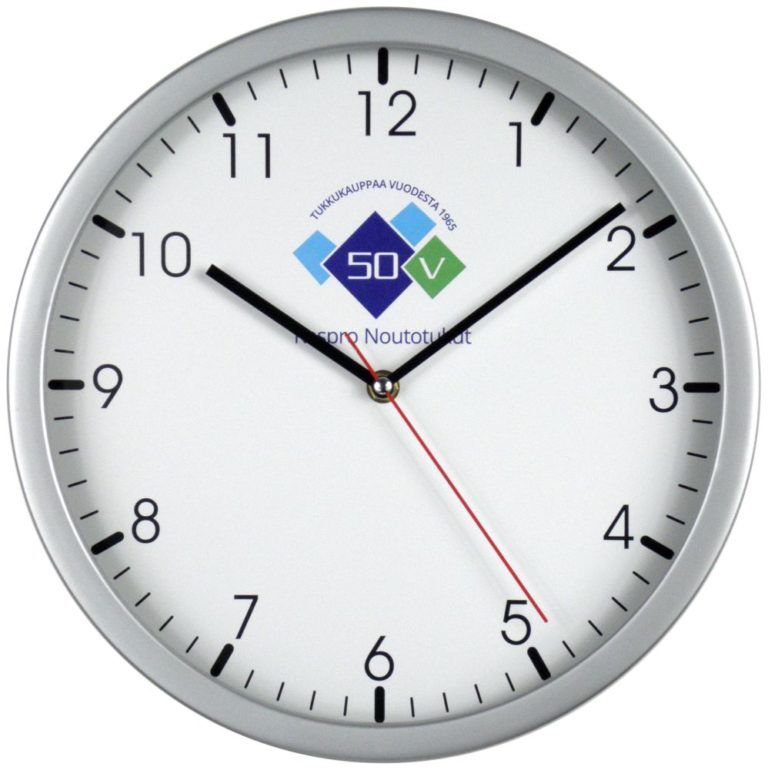 Promotional wall clock 554S, 30 cm, silver mat. Clocks for You